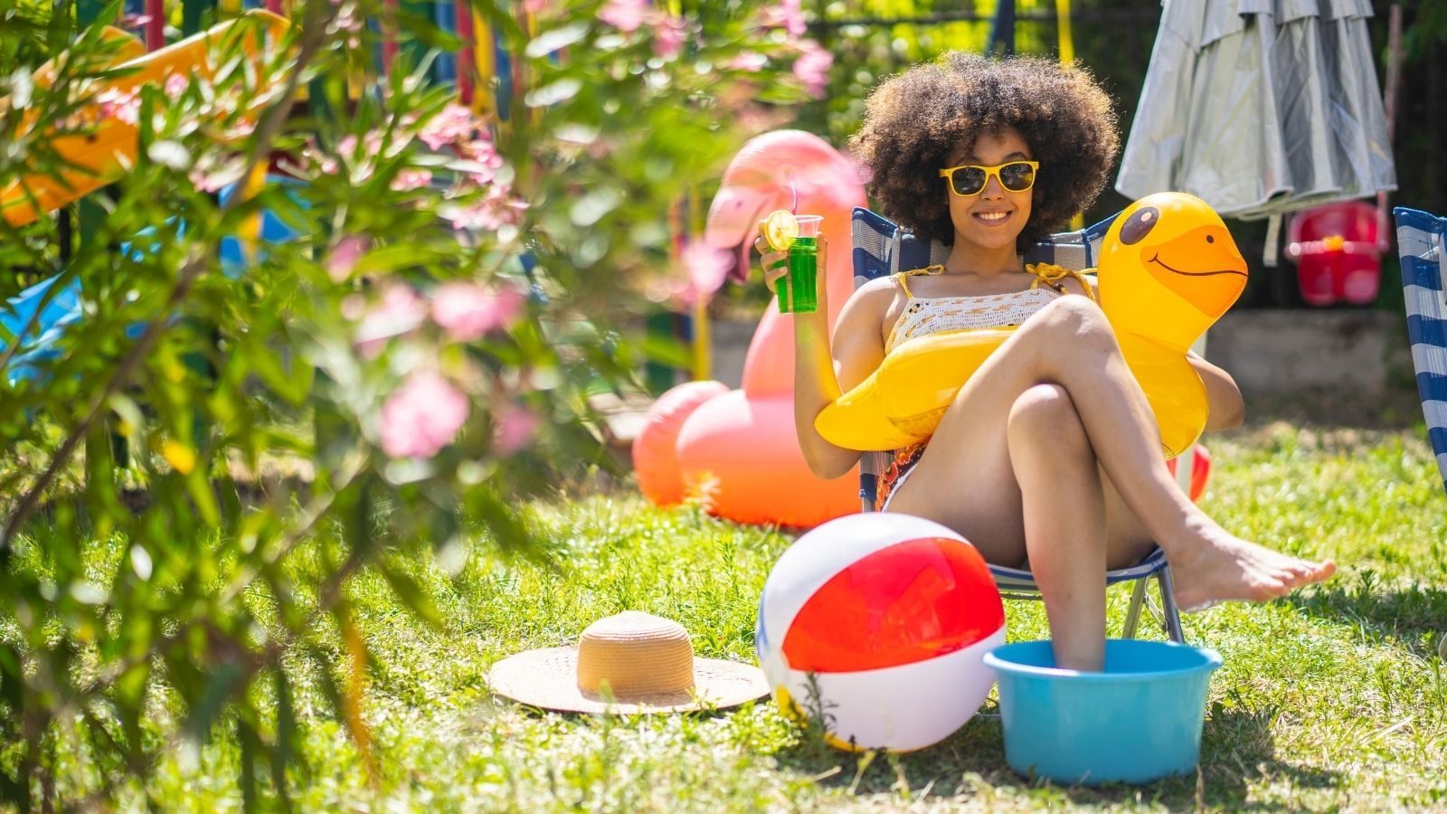 Women on holiday in garden